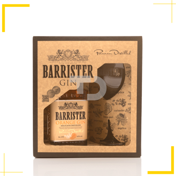 Díszdobozos Barrister Narancs Gin & pohár (43% - 0,7L)