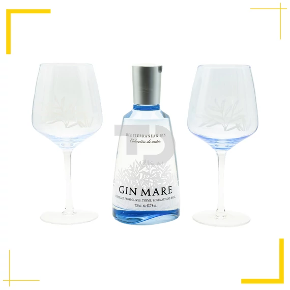 Gin Mare díszdobozban 2 pohárral (42,7% - 0,7L)