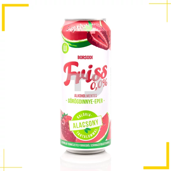 Borsodi Friss görögdinnye-eper gyümölcsital és alkoholmentes világos sör keveréke (0% - 0,5L)