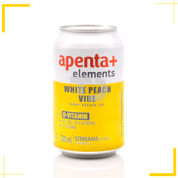 Apenta+ Elements White Peach Vibe fehér barack ízű szénsavas üdítőital vitaminokkal (0,33L)