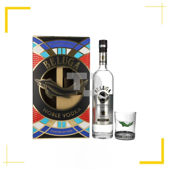 Beluga Noble Vodka Export Montenegro Díszdobozban, pohárral (40% - 0,7L)